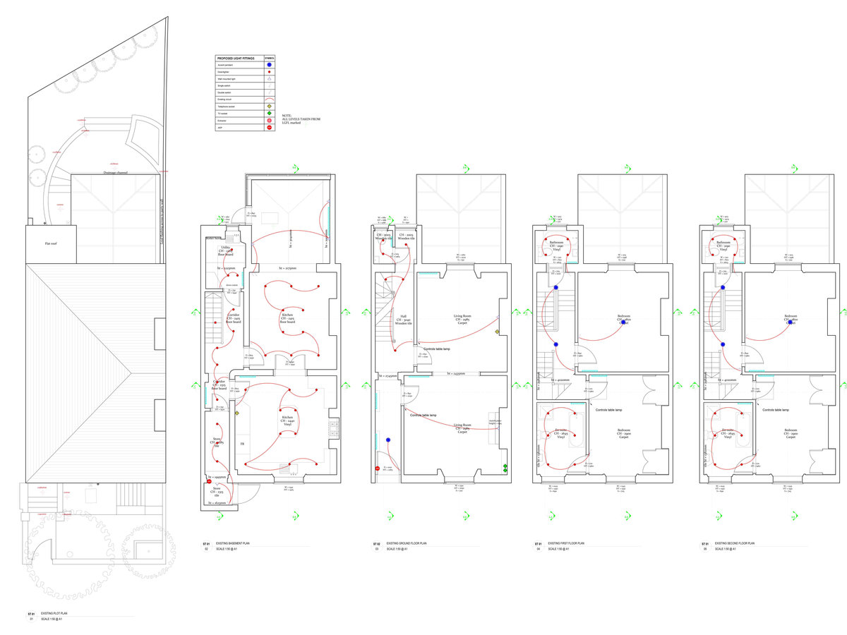 Measured building survey drawing produced by London CAD & Survey Services